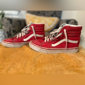 Vans Red and White Hightop Sneakers